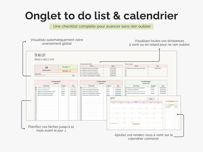 To lo list et calendrier automatisé mariage Google sheets