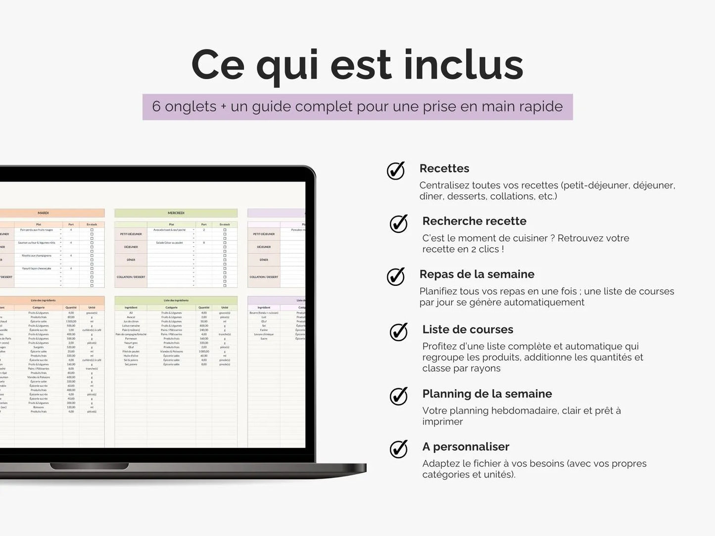 Planning repas semaine famille et liste de courses