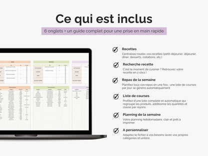 Planning repas semaine famille et liste de courses
