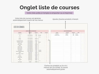 Planning repas semaine famille et liste de courses