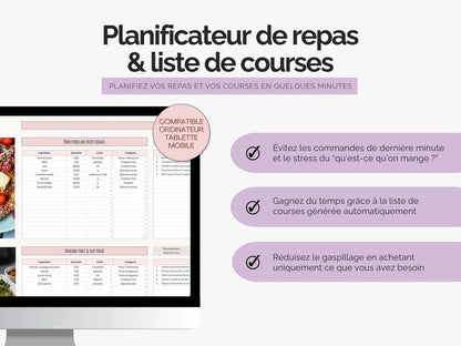 Planning repas semaine famille et liste de courses