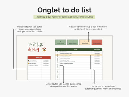 Planificateur cadeaux de Noël suivi budget