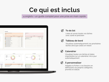 Ce qui est inclus dans la To-do list - tableau de bord et calendrier automatisé