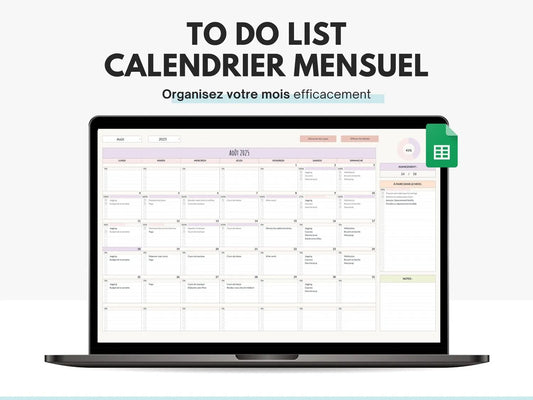 Fichier calendrier mensuel to do list Google sheets