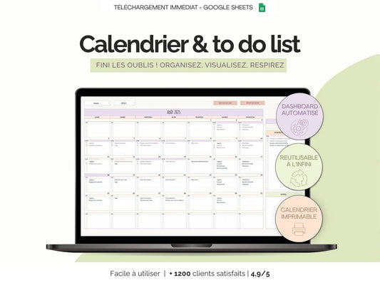 Calendrier mensuel to do list