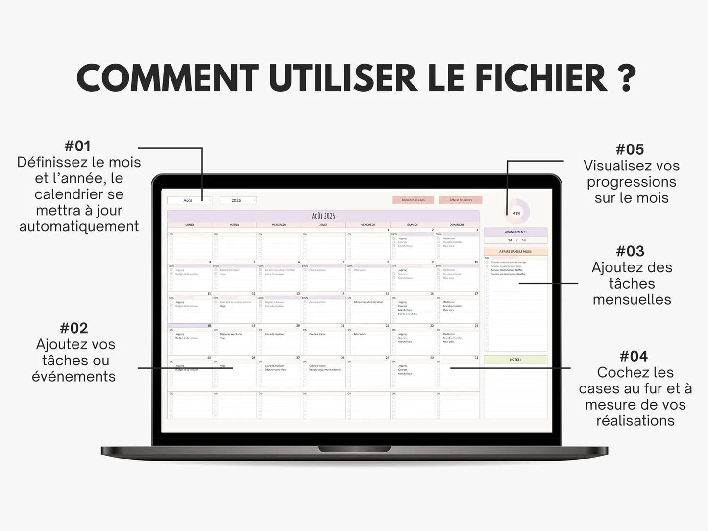 Comment utiliser le calendrier mensuel 