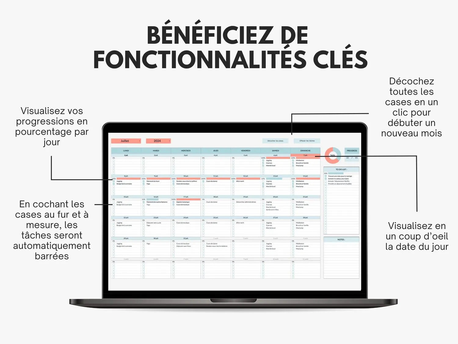 Planning et calendrier mensuel Google sheets