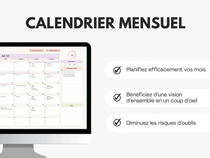 Avantages calendrier mensuel sur Google sheets