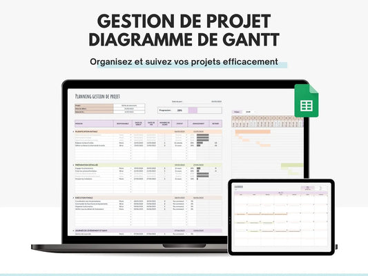 Tableau gestion de projet - diagramme de gantt