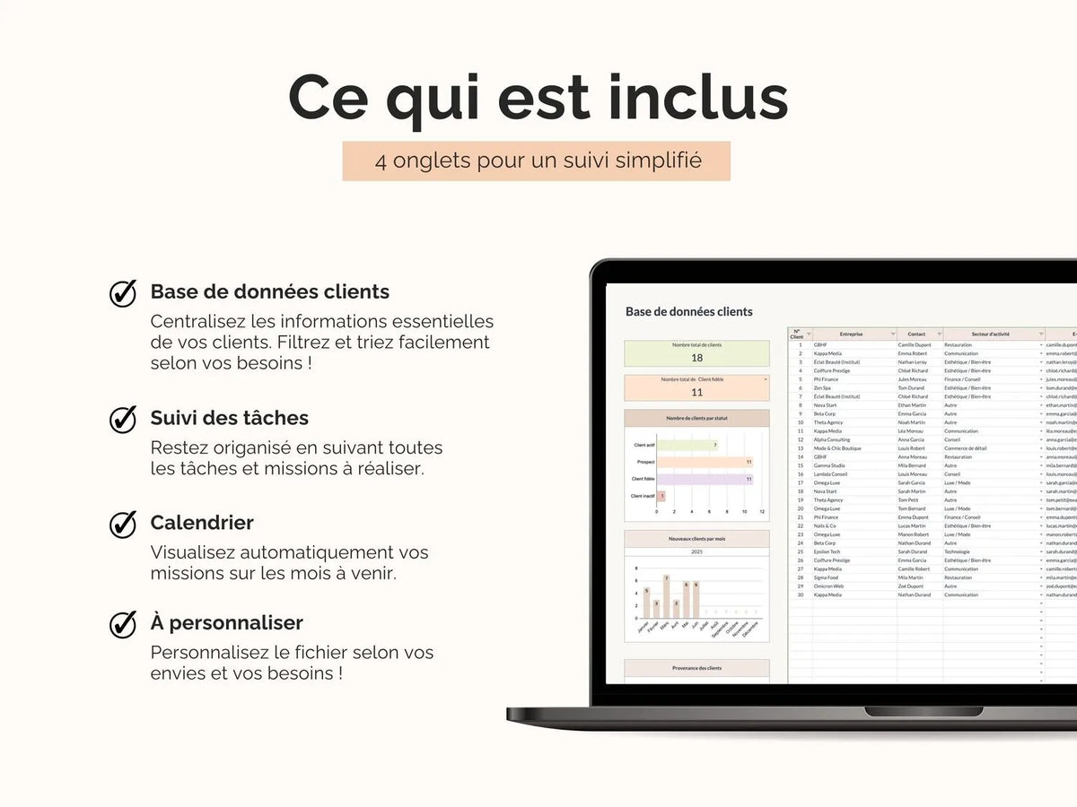 Suivi client & missions | CRM Google Sheets freelance – Ultimate Girl ...