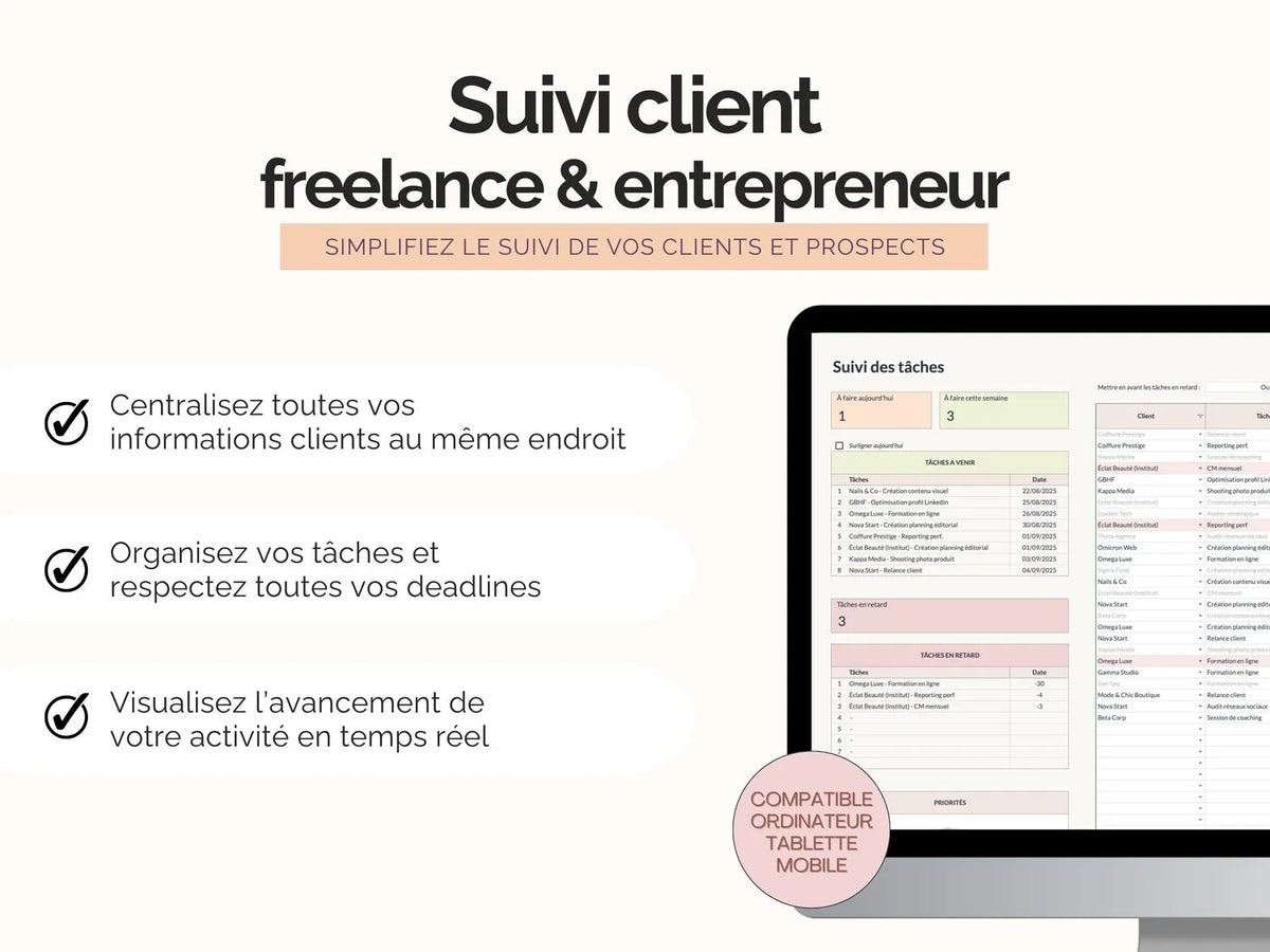 Suivi client & missions | CRM Google Sheets freelance – Ultimate Girl ...