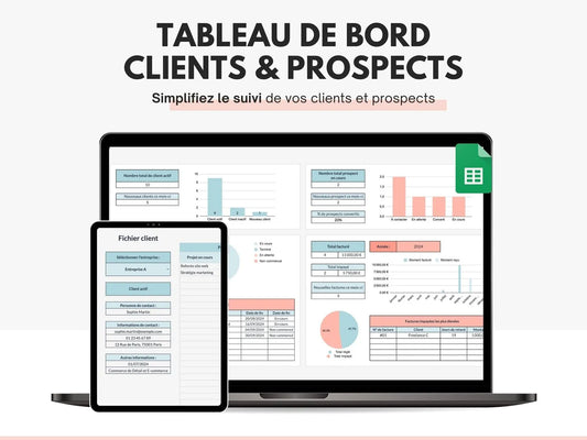 Tableau de bord CRM clients et prospects Google sheets
