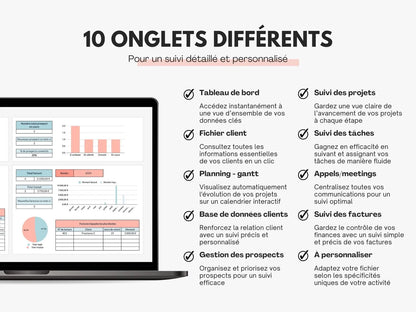 Tableau de bord CRM clients et prospects Google sheets