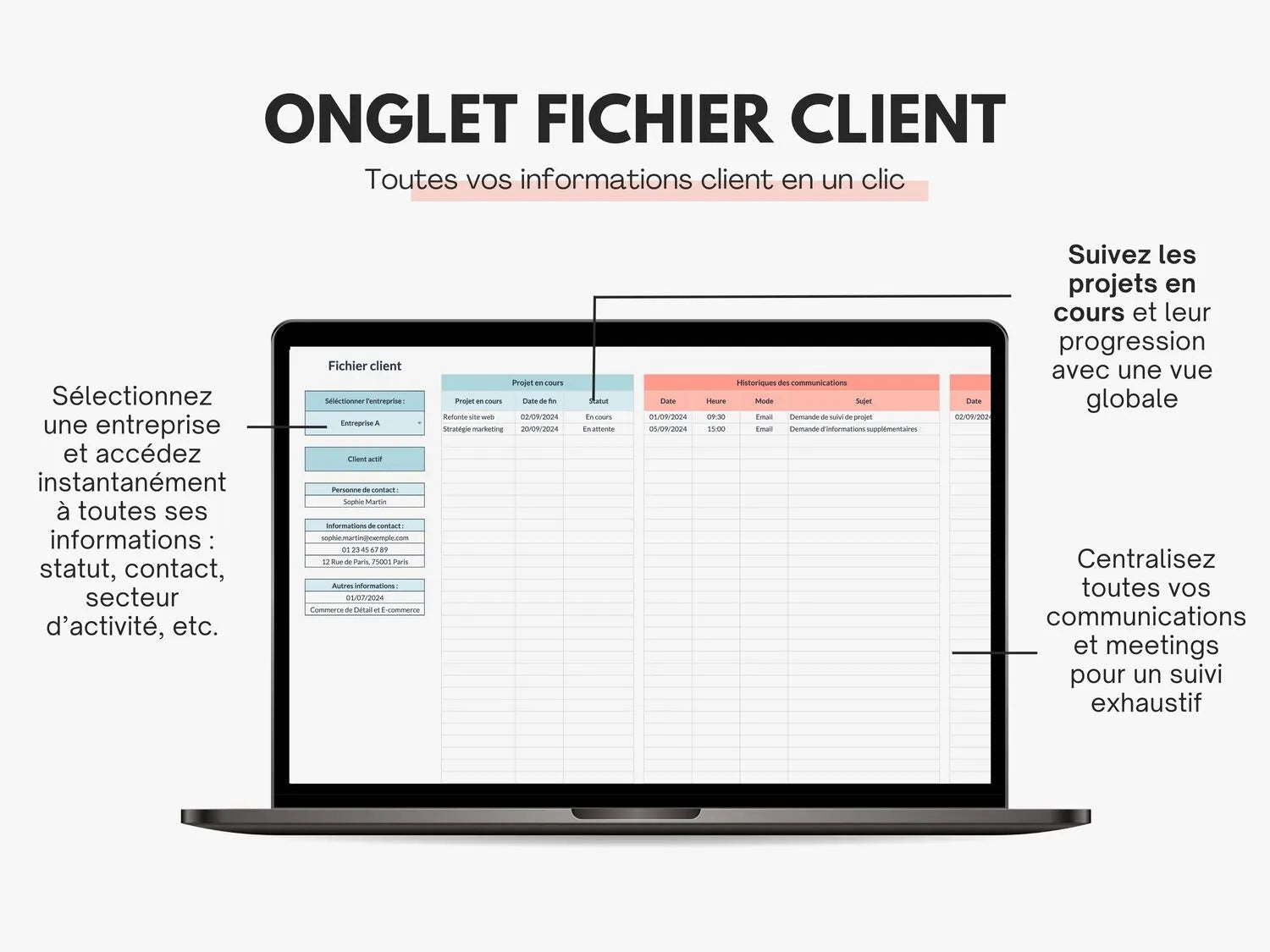 Fichier client CRM Google sheets