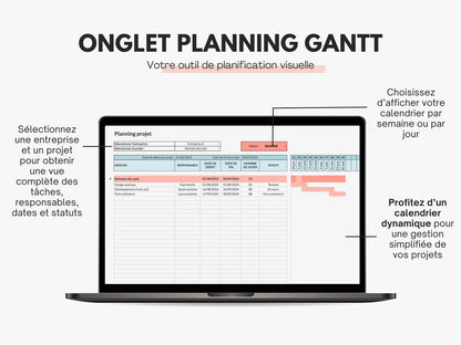 Diagramme de gantt planning gestion de projet Google sheets