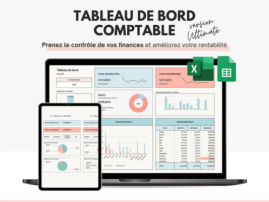 Tableau de bord comptable gestion Excel Google sheets