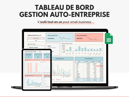 Tableau de bord gestion micro entreprise Google sheets
