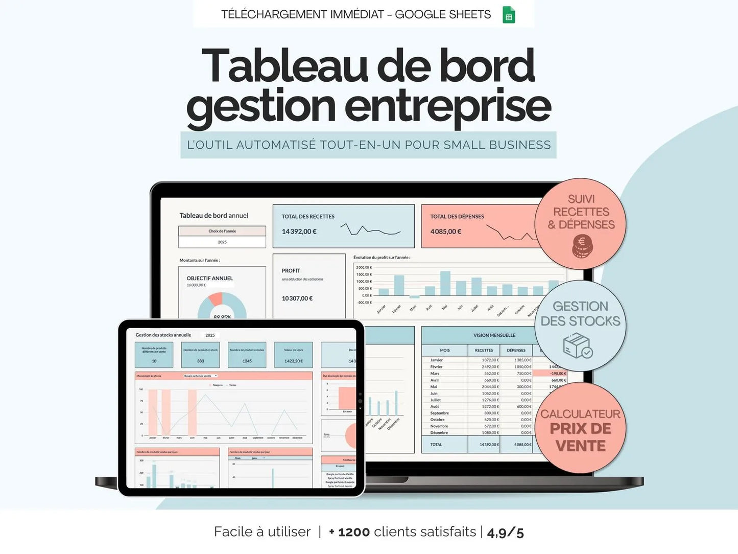 Tableau de bord gestion auto-entreprise