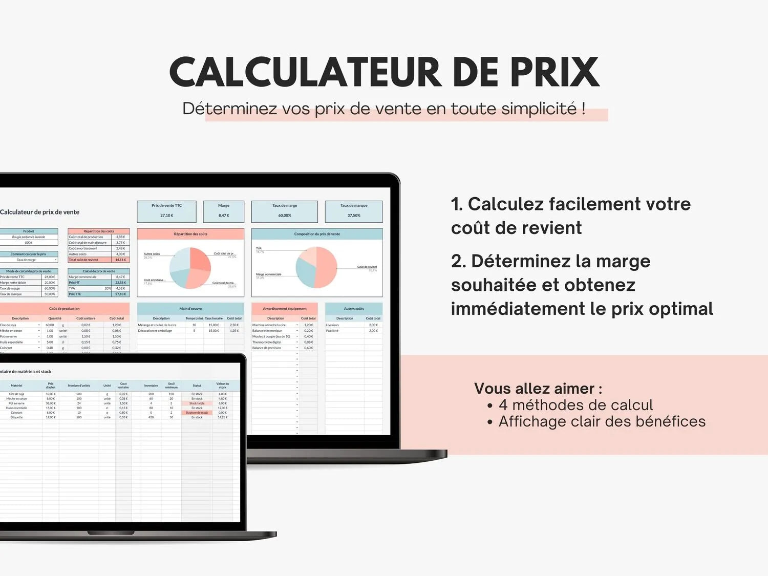 Calculateur de prix de vente Google sheets