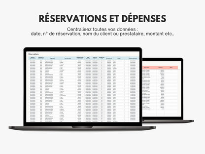 Tableau gestion locative | Suivi recettes, dépenses & réservations