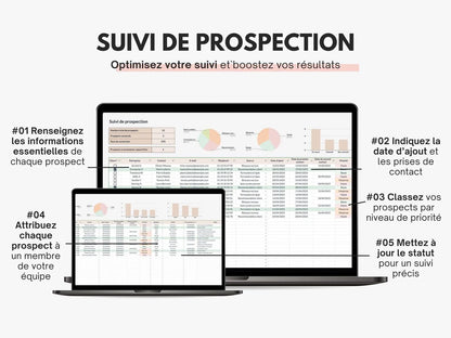 Suivi des prospects - Tableau de bord prospection Google sheets