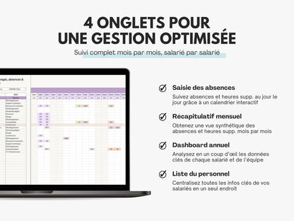 Tableau suivi de congés salariés