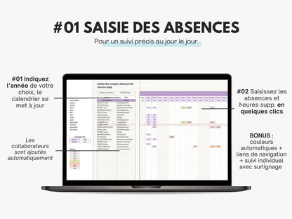 Tableau suivi de congés salariés