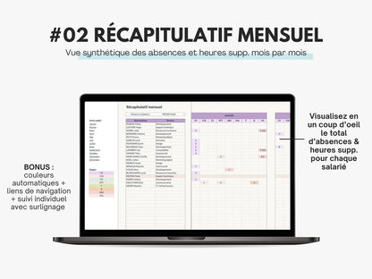 Tableau suivi de congés salariés
