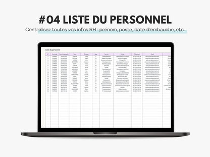 Tableau suivi de congés salariés