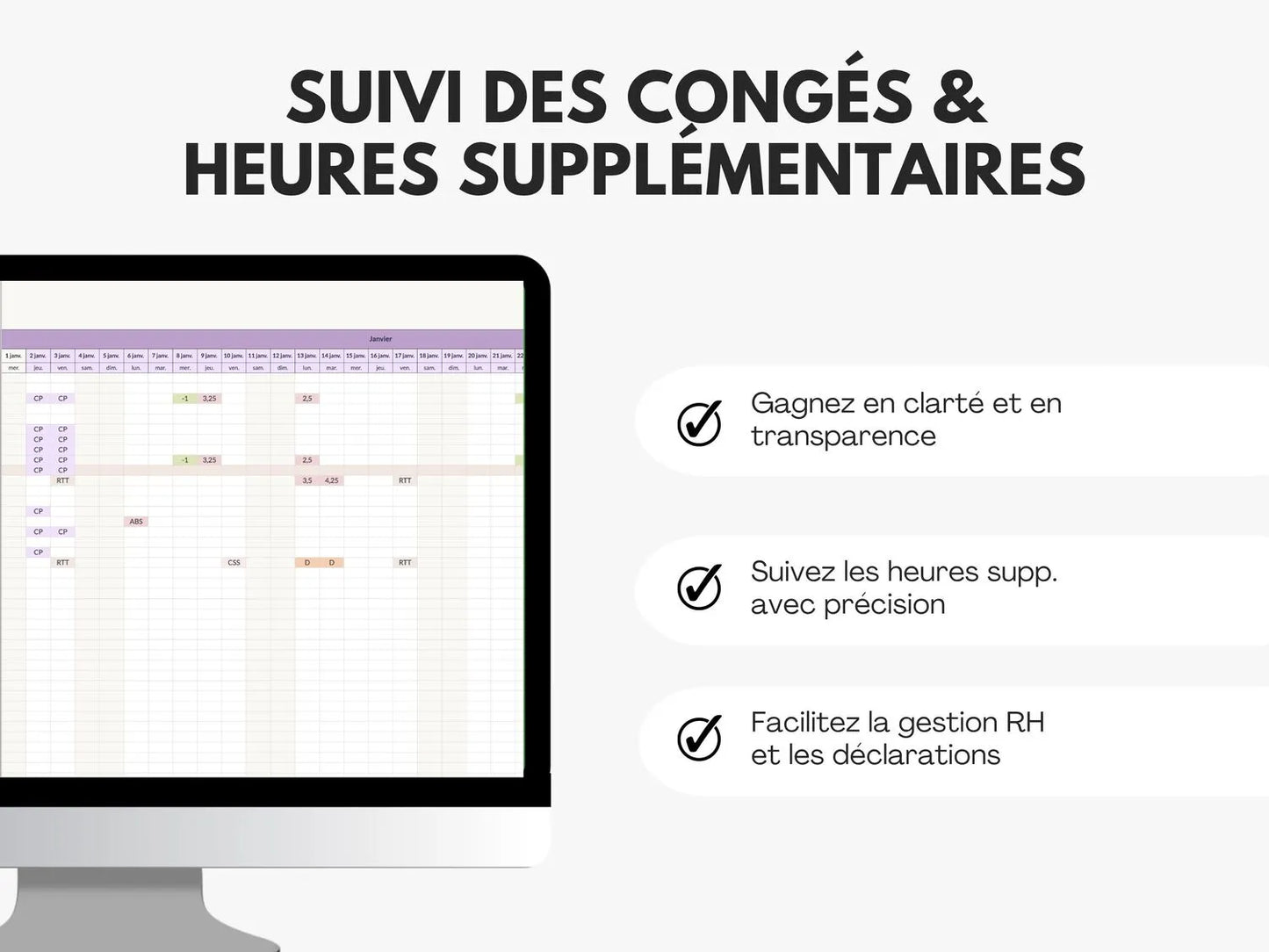 Tableau suivi de congés salariés