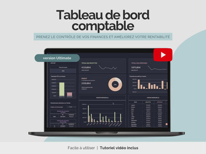 Tableau de bord comptable Ultimate sombre | Suivi des recettes et dépenses